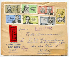 Germany, East 1978 Express Cover; Ilsenburg To Vienenburg; Famous Germans Stamps, Full Set - Cartas & Documentos