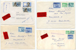 Germany, East 1979-1982 4 Express Covers; Dresden To Wiesbaden; Mix Of Stamps - Briefe U. Dokumente