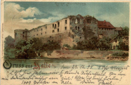 Halle An Der Saale - Ruine Moritzburg - Litho - Halle (Saale)