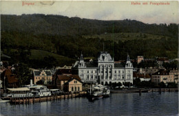 Bregenz/Vorarlberg, Div. Orte Und Umgebung - Bregenz, Hafen Mit Postgebäude - Bregenz