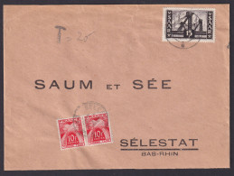 Saar Nach Selestat Schlettstadt Brief Frankreich Porto Nachtaxiert Nachgebühr - Used Stamps
