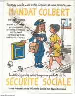 PO / RARE BUVARD ANCIEN MANDAT COLBERT  SECURITE SOCIALE  DESSIN DE JEAN EFFEL  LA POSTE / PT - S