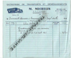 EE / FACTURE Ancienne  M.MICHELIN  ENTREPRISE DE TRANSPORT ET DEMENAGEMENT // ECOMMOY SARTHE 1904 - 1900 – 1949