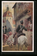 Künstler-AK Paul Hey: Volksliederkarte Nr. 27: Es Ritten Drei Reiter Zum Tore Hinaus  - Hey, Paul