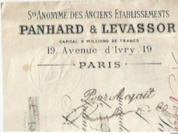 EE /  FACTURE PANHARD LEVASSOR 1899  TAMPON Et CACHET  Nogent Sur Marne - 1900 – 1949