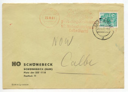 Germany, East 1961 Cover; Calbe (Saale) To Schönebeck (Elbe); 10pf. Machinists Stamp; Meter Slogan With Null Value - Storia Postale