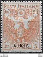 1916 Libia Croce Rossa 1v. Variety MNH Sassone N. 16c - Otros & Sin Clasificación