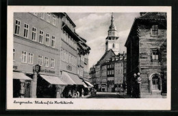 AK Langensalza, Blick Auf Die Marktkirche Mit Geschäften  - Bad Langensalza