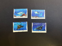 21-4-2024 (stamp) Australia Cocos Keeling Island (ued) 4 Manta Ray Stamps - Fish - Cocoseilanden