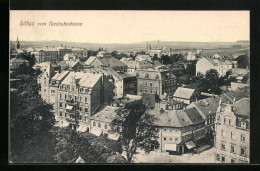 AK Löbau, Promenadenring Ecke Bahnhofstrasse Mit Kaffee-Gross-Rösterei Vom Nicolaiturm Gesehen  - Loebau