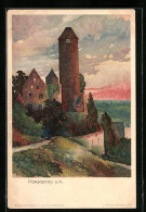 Künstler-AK Karl Mutter: Hornberg A. N., Ortspartie Mit Turm Und Stadtmauer  - Mutter, K.