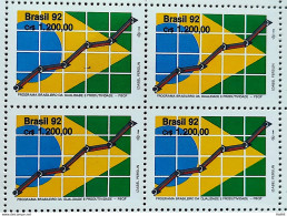 C 1824 Brazil Stamp Quality And Productivity Program Flag 1992 Block Of 4 - Unused Stamps