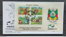 Brazil Envelope FDC 558 1992 ARBRAFEX Argentina Horse Brasaa Map CBC RS 01 - FDC