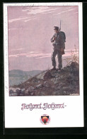 Künstler-AK Ernst Kutzer: Morgenrot, Morgenrot, Soldat, Deutscher Schulverein Nr. 662  - Kutzer, Ernst