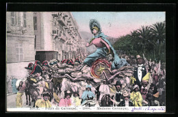 AK Nice, Fêtes Du Carnaval 1906, Madame Carnaval, Umzugswagen Zu Fasching  - Carnevale