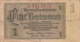 Germany #173a, 1 Rentenmark 1937 Banknote - 1 Rentenmark