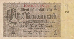 Germany #173b, 1 Rentenmark 1937 Banknote - 1 Rentenmark