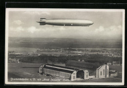 AK Friedrichshafen A. B., Fliegeraufnahme Der Luftschiffhalle Mit LZ127 Graf Zeppelin  - Dirigeables