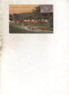 Cote D'Ivoire - CPA - Afrique Occidentale - Les Laveuses De L'intérieur - Couleur - Timbre Pirogue 4 Ctes -  1918 -verso - Costa D'Avorio