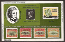 BOLIVIA 1992●Luftpost-Aufdrücke Zum Südamerikafahrt●●Stamp On Stamp●Sir Rowland Hill●Black Penny Mi Bl95 MNH - Bolivia