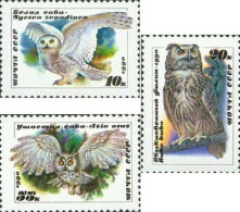 USSR Russia 1990 Owls Set Of 3 Stamps MNH - Hiboux & Chouettes