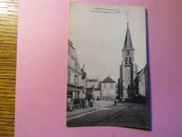 BRUNOY, ESSONNE, LE CAFE DU COMMERCE ET L'EGLISE, CPA - Brunoy