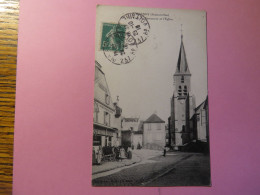 BRUNOY, ESSONNE, LE CAFE DU COMMERCE ET L'EGLISE, CPA - Brunoy