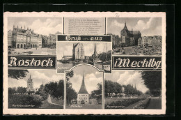 AK Rostock I. Mecklbg., Rathaus, Markt Und Rosengarten  - Rostock