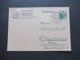 Französische Zone Württemberg 1949 Ganzsache P 2 Tagesstempel Hechingen Abs. Stp. Jungingen Hohenz. Bahnhofstr. - Wurtemberg