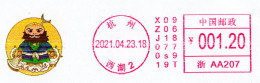 China HANGZHOU 2021 "Journey To The West - Monk Sha" 1.2CNY Postage Meter Stamp - Brieven En Documenten