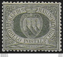 1892 San Marino Stemma 5c. Verde Oliv. Bc MNH Sassone N. 13 - Andere & Zonder Classificatie