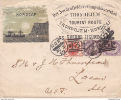 1889 NORVEGIA, Busta Privata Illustrata Della Rotta Turistica Per CAPO NORD - Spedizioni Polari - Autres & Non Classés