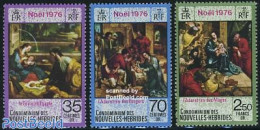 New Hebrides 1976 Christmas 3v F, Mint NH, Religion - Christmas - Art - Paintings - Ongebruikt