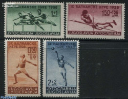 Yugoslavia 1938 Balcan Olympics 4v, Unused (hinged), History - Sport - Europa Hang-on Issues - Athletics - Sport (othe.. - Neufs
