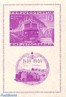 Yugoslavia 1949 Railways Centenary S/s Imperforated, Mint NH, Transport - Railways - Ungebraucht