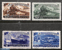 Russia, Soviet Union 1948 Five Years Plan Transports 4v, Mint NH, Transport - Automobiles - Railways - Ships And Boats - Neufs