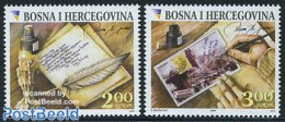 Bosnia Herzegovina 2008 Europa, Letter Writing 2v, Mint NH, History - Europa (cept) - Post - Stamps On Stamps - Art - .. - Post