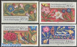 Germany, Berlin 1985 Decorative Flowers 4v, Mint NH, Nature - Birds - Butterflies - Flowers & Plants - Insects - Ungebraucht