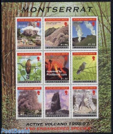 Montserrat 1997 Active Volcano 9v M/s, Mint NH, History - Nature - Transport - Geology - Birds - Automobiles - Cars