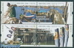 Hong Kong 2005 Fishing Villages 4v [+], Phosphor, Mint NH, Nature - Transport - Various - Fish - Fishing - Ships And B.. - Unused Stamps