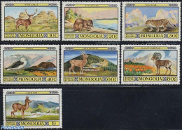 Mongolia 1974 Wild Parks 7v, Mint NH, Nature - Animals (others & Mixed) - Birds - Cat Family - Deer - National Parks - Nature