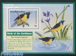 Grenada Grenadines 1995 Singapore 95, Blue- Hooded Euphonia  S/s, Mint NH, Nature - Birds - Grenada (1974-...)