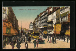 AK Marseille, La Cannebière, Tramway  - Strassenbahnen