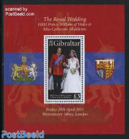Gibraltar 2011 Royal Wedding William & Kate S/s, Mint NH, History - Coat Of Arms - Kings & Queens (Royalty) - Familles Royales