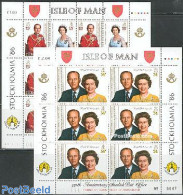 Isle Of Man 1986 Elizabeth 60th Anniversary 2 Sheets, Mint NH, History - Kings & Queens (Royalty) - Familles Royales