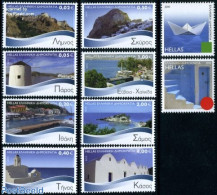 Greece 2010 Islands 10v, Mint NH, Transport - Various - Ships And Boats - Mills (Wind & Water) - Tourism - Nuovi