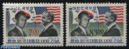 Korea, South 1966 Johnson Visit 2v, Mint NH, History - American Presidents - Flags - Politicians - Corea Del Sur