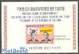 Korea, South 1969 Nguyen Van Thieu Visit S/s, Mint NH, History - Flags - Politicians - Corea Del Sur
