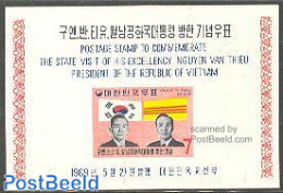 Korea, South 1969 Nguyen Van Thieu Visit S/s, Mint NH, History - Flags - Politicians - Corea Del Sud