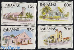 Bahamas 1995 Christmas 4v, Mint NH, Religion - Christmas - Churches, Temples, Mosques, Synagogues - Christmas